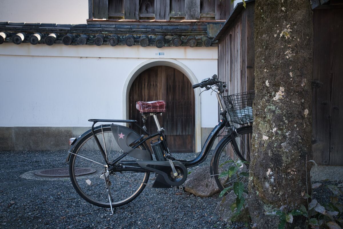 Bicycle parked near temple
